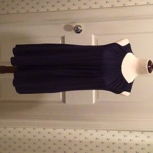 NAVY BLUE LIGHTWEIGHT VISCOSE AND ELASTANE SLEEVELESS SHORT DRESS OR LONG TUNIC